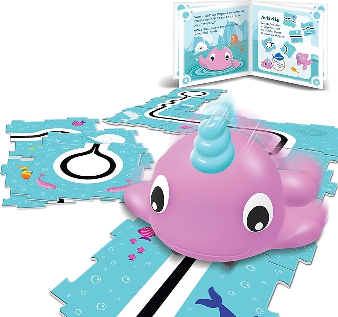 Learning Resources Coding Critters Go Pets Dipper the Narwhal - 14 Pieces, Ages 4+ Screen-Free Early Coding Toy For Kids, Interactive STEM Coding Pet, Toddler Learning Toys