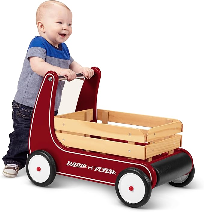 Radio Flyer Classic Walker Wagon, Red, for Kids 1-4 Years Old, Resistance Clickers to Control Speed, Baby Push Walker with Furniture Bumper, for Indoor Play