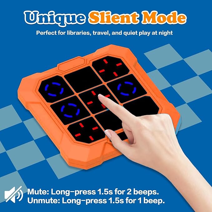 Handheld Toe Game, 6 in 1 Electronic Rechargeable Kids Game, Silent Mode with Multiple Modes, Ideal for 6 12 Years Old Boys, Girls & Adults (Orange)