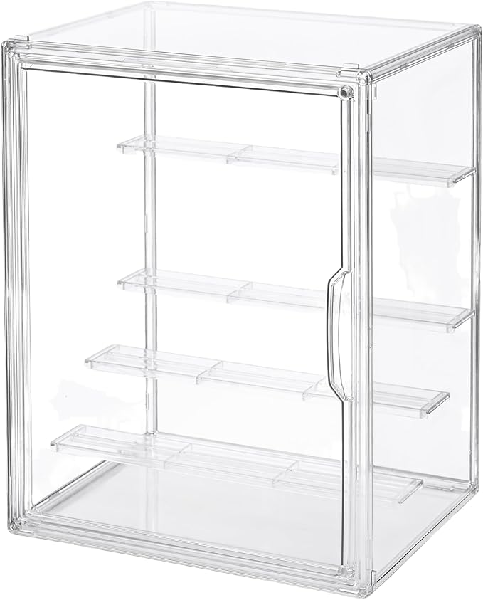 5-Tier Jumbo Acrylic Display Case for Figures - Extra Deep Shelves Holds 40+ Collectibles, Desktop Showcase with Magnetic Door for POP! Vinyls, Bobbleheads (L 5-Tier（10.6"*8.66"*14.17")