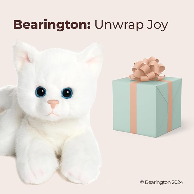 Bearington Lil' Muffin White Cat Stuffed Animal - 8" Adorable White Cat Plush Toy with Soft Fur and Lifelike Details - Cute and Cuddly Stuffed Kitten Plushy - Adorable Gift for Kids and Toddlers