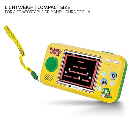 My Arcade Pocket Player Handheld Game Console: 3 Built in Games, Bubble Bobble 1 & 2, Rainbow Islands, Collectible, Full Color Display, Speaker, Volume Controls, Headphone Jack, Battery or Micro USB