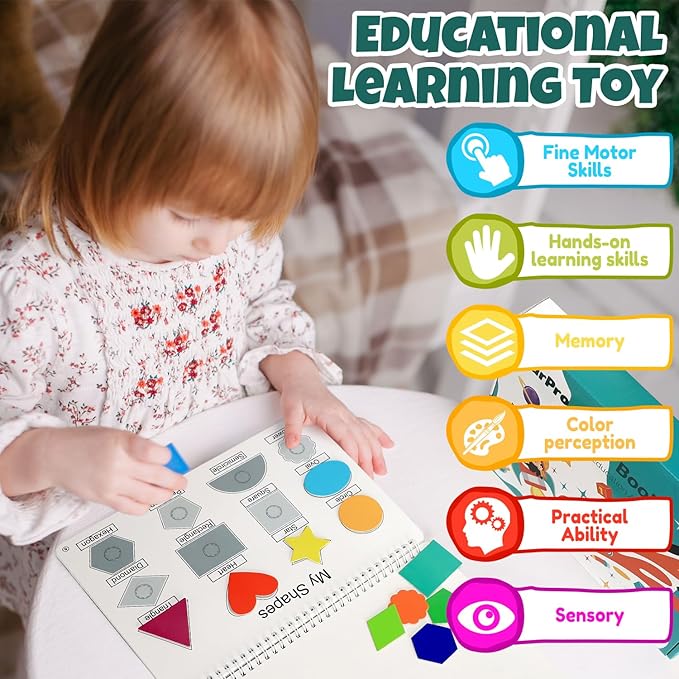 Busy Book for Toddlers, Montessori Toys for 3 4 5 6 Years Old, Autism Sensory Educational Toys, Toddler Preschool Learning Activity Binder and Early Books - for Boys & Girls Develops Fine Motor Skills