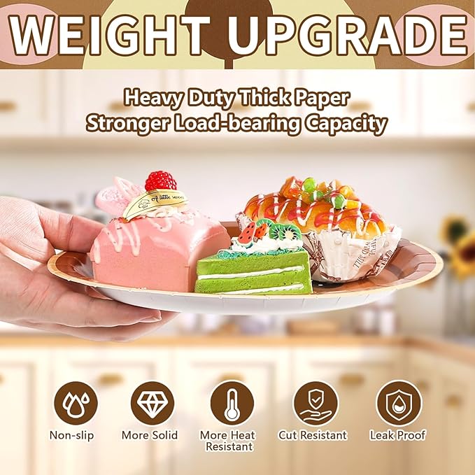 50Pcs Bear Baby Shower Paper Plates 9 Inch Heavy Duty Disposable Brown Bear Birthday Party Decorations for Boys Girls Baby Shower Gender Reveal Fall Holiday Wedding Birthday Party Supplies