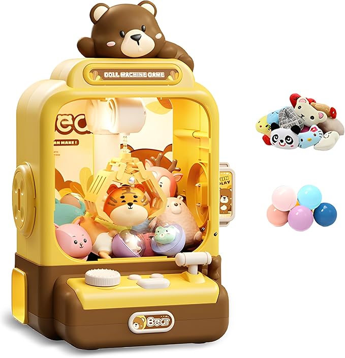 Claw Machine for Kids,Bear Small Mini Vending Machine with 20Pcs Prizes