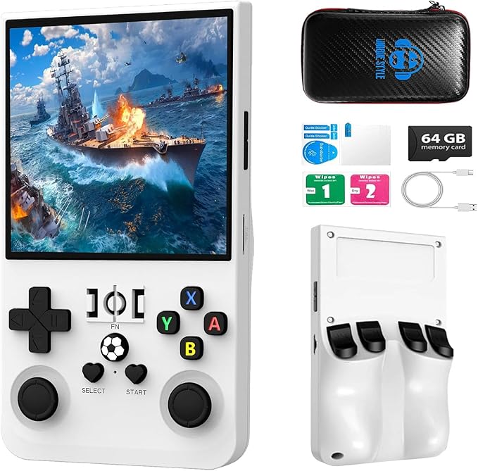R36max Retro Handheld Game Console,64gb Memory,4000mah Battery, 18000 Pre-Installed Games ,4.0-Inch Ips Hd Screen Portable Retro Gaming Console,Suitable For Travel And Home Use (White) (White, 64, GB)