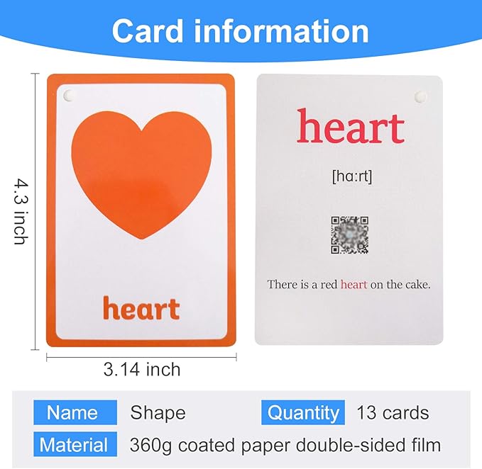 13PCS/Set Shapes Kids Gifts English Flash Cards Pocket Card Educational Learning Baby Toys for Children Pre-Kindergarten