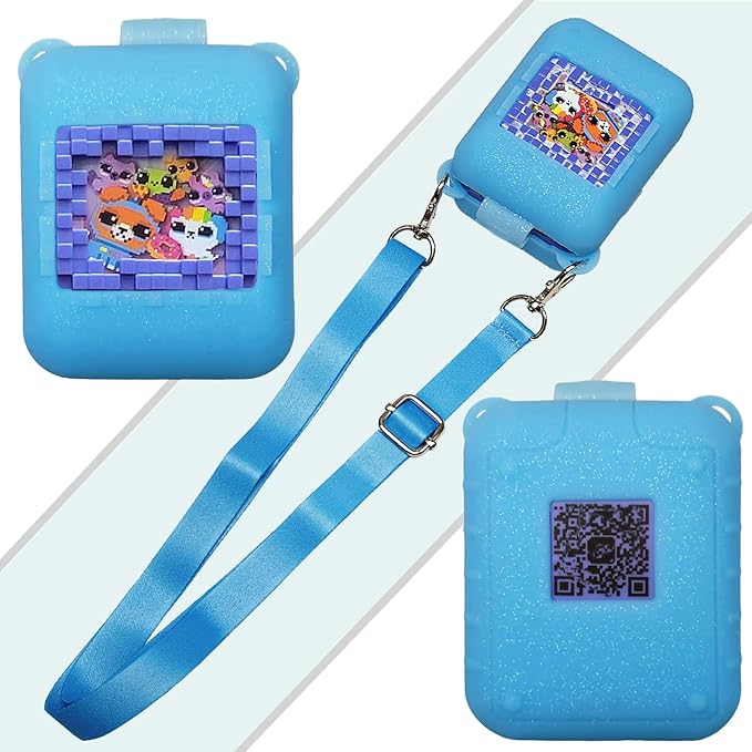 Silicone Case for Bitzee Interactive Toy Digital Pet Case, Protective Skin Cover for Bitzee Virtual Electronic Pets Lanyard Accessories (Blue)