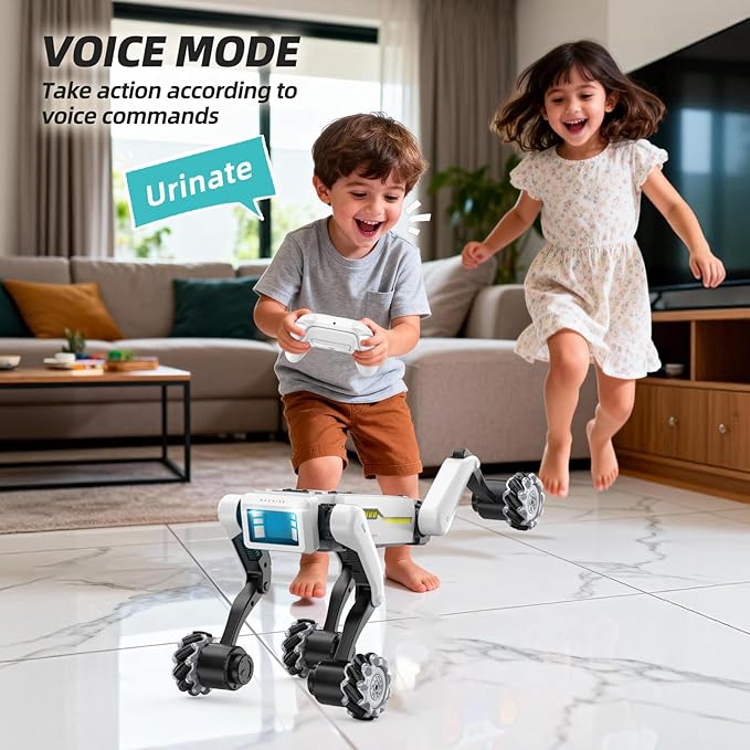 Smart Robot Dog for Kids, 30+ Bionic Actions, Voice & Remote Control, Programmable Moves, All-Terrain Stunt Pet Toy, Robotic Dog Toy for Boys Ages 5 6 7 8 9 10+ Birthday Gifts