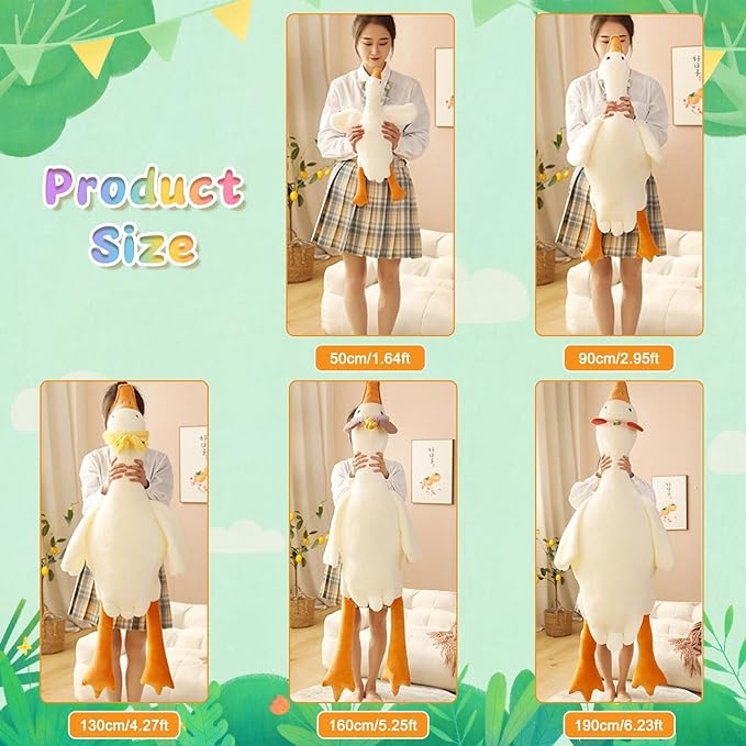 CottonStar Goose Stuffed Animal 35.5 Inch Plush Toy, 2.8 lbs Cute Duck Stuffed Animal, Goose Plush Soft Pillow Toys, Gift for Anxiety Kids and Friends, White