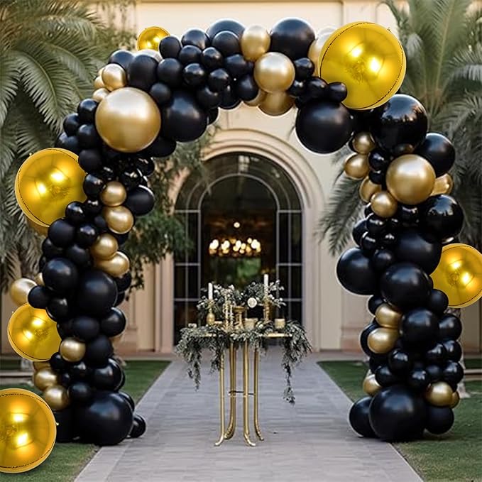 TONIFUL 8Pcs Large Gold 4D Giant Round Foil Balloon 22inch Big Mirror Metallic Mylar Sephere Balloons for Christmas New Year Birthday Party Graduation Wedding Bridal Shower Decoration Supplies