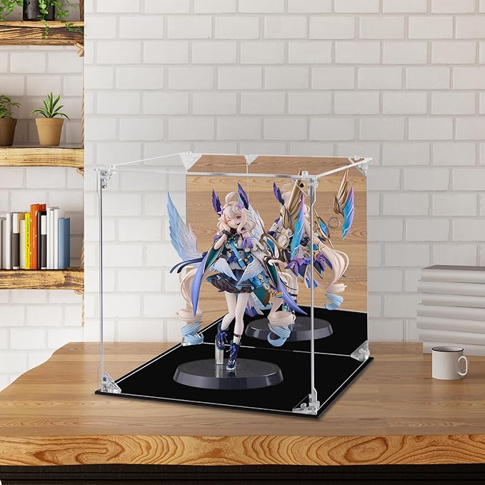 Acrylic Display Case for Collectibles Assemble Clear Acrylic Display Box with Mirrored Back, Alternative Glass Case for Action Figures Lego Model Doll Toys Display (10x10x10 inch; 25x25x25 cm)