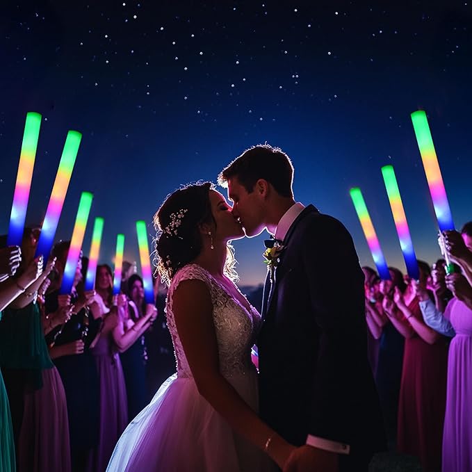 36 Pcs LED Foam Glow Sticks Bulk,Glow in The Dark Party Supplies，Foam Light Up Sticks 3 Modes of Color Flashing for Birthday,Wedding,Raves,Carnival,Halloween Christmas,New Year,Concert