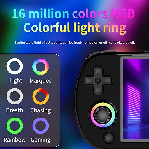 RG40XX H Retro Handheld Game Console RG40XXH Portable Gaming Console with 4'' IPS Screen Linux System Built-in 64G TF Card Preloaded Games 5000+ RG40XX H Supports 5G WiFi Bluetooth 4.2 Black