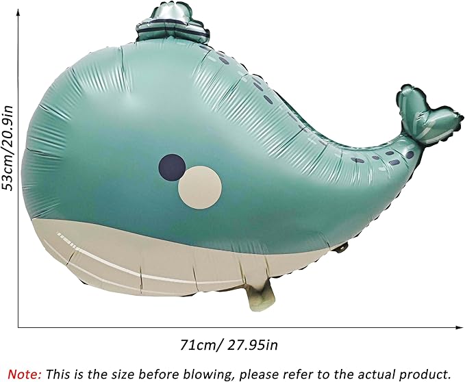 2PCS Cute hat Whale Balloon Big blue whale Foil Mylar Balloons Ocean Balloons for Under The Sea Decorations Kids baby shower party decor Ocean Birthday Themed Party Decorations