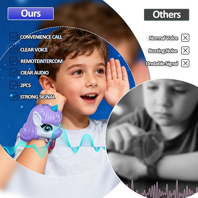 Walkie Talkies for Kids, 2 Pack - Wrist Watch Kids Walkie Talkies, Magical Pony Toddler Walkie-Talkie Toys, 2-Way Radios with Clear Sound, Ideal Gift for Girls & Boys Ages 3-12
