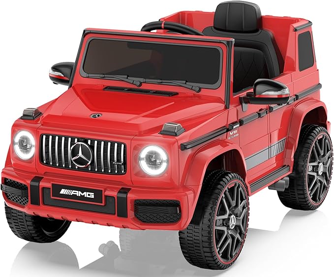 ANPABO Licensed Mercedes-Benz G63 Car for Kids, 12V Ride on Car w/Parent Remote Control, LED Headlights, Music Player/Bluetooth & Horn, Soft Start, Low Battery Prompt, Kids Electric Car, Red