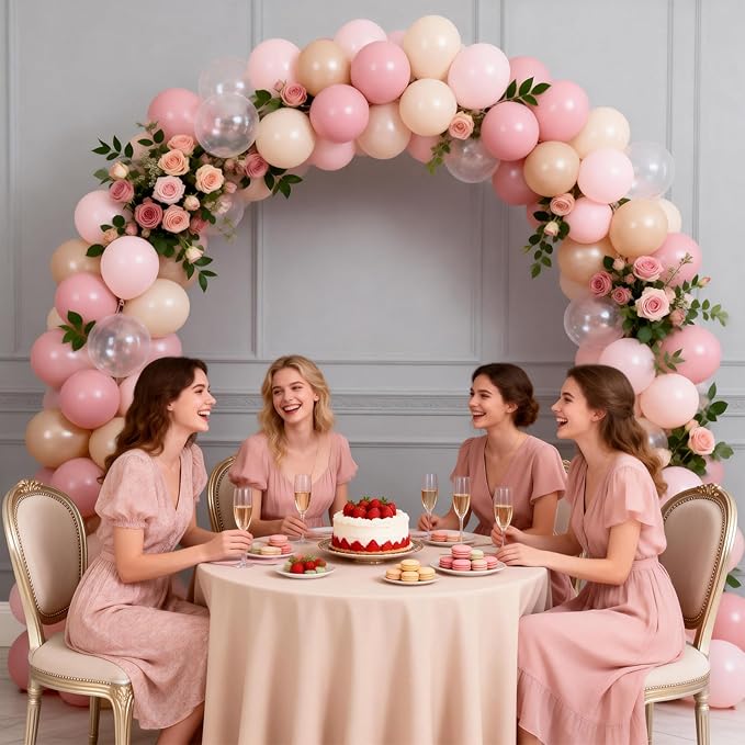 FunHot Dusty Pink Balloons, 50 Pcs Light Pink Balloon, Blush Balloons, 12 Inch Apricot Transparent Latex Balloon for Girl Birthday Valentine's Day Baby Shower Bridal Shower Wedding Party Decorations