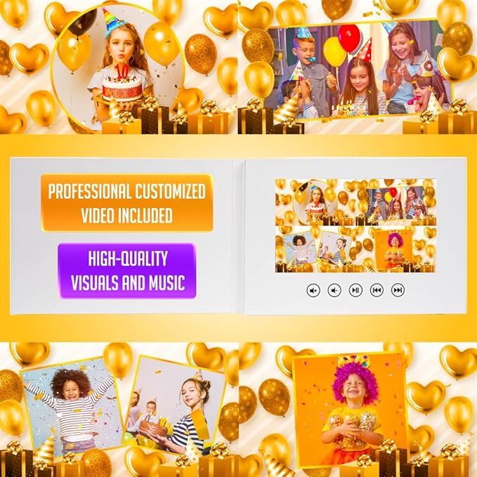Personalized Kids Birthday Video Card – Create a Slideshow from Your Photos – Fun Video Gift – 7” LCD Display, Rechargeable Battery, 256MB Storage, Digital Greeting Experience