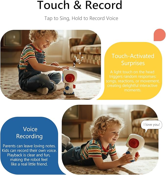 GILOBABY Programmable RC Robot Toy for Boys, Rechargeable STEM Astronaut w/LED Face, Voice Recording, Dancing, Remote Jetpack, Gift for 4 5 6 7 8 Year Old Kids (Blue-r)