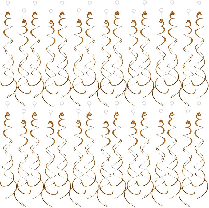 30 Pieces Hanging Swirl Party Decorations Ceiling Spiral Plastic Streamer for Birthday Graduation Wedding Celebration Baby Shower Part（Brown）
