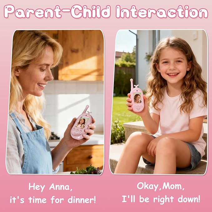 Video Walkie Talkies for Kids Toys - 2 Pack Rechargeable Walkie Talkie with Camera and Screen,Long Range 2 Way Radio for Outdoor Camping Games,Christmas Birthday Gifts for Boys Girls Age 3-12(Pink)