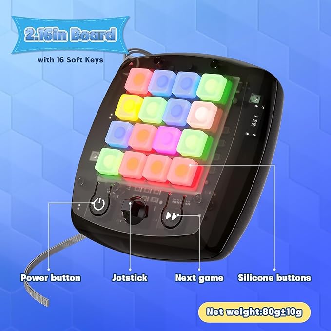 5-in-1 Electronic Brain Teasers & Memory Cube Game for Kids – Handheld Puzzle Toy with 5 Fun Games, Perfect Travel & Birthday Gift for Boys & Girls Ages 6-12+