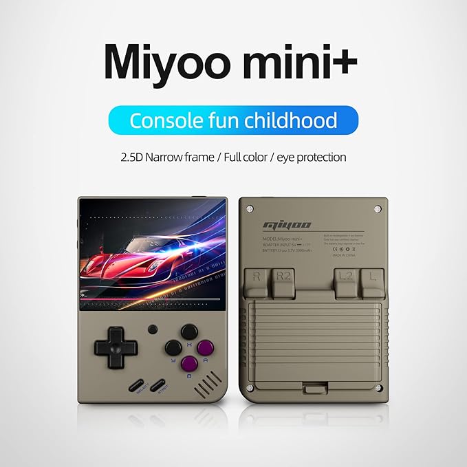 Miyoo Mini Plus Handheld Game Console 3.5 inch Classic System Retro Video Games Consoles Portable Rechargeable Hand Held 64G with Case Gray