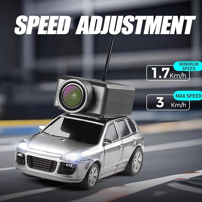 Mini RC Car with Camera, 1/64 Scale APP-Controlled Fully Proportional FPV Remote Control Racing Car with Gyro and Underbody Lighting, Gifts for Vehicle Lover