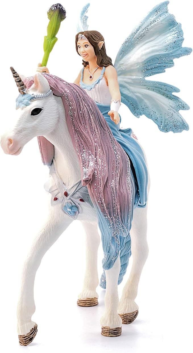 Schleich Bayala - 3PC Eyela Fairy Toy with Princess Unicorn Figurine - Fantasy Fairy Figure with Magic Wand - Durable Pixie and Magic Horse Toy for Imaginative Play - Girls and Boys 5-12 | 70569