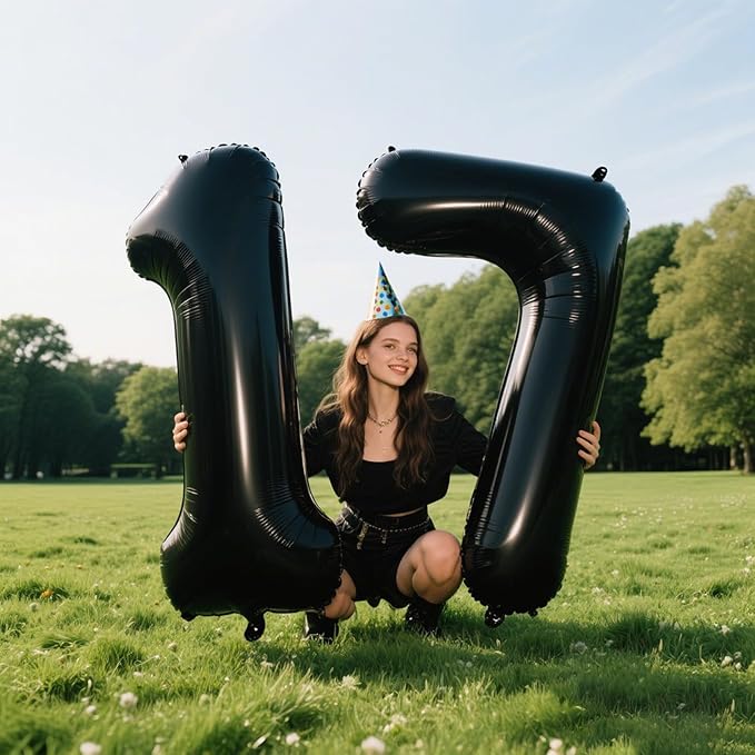 40 Inch Black Number 7 Balloon Jumbo Giant Happy 17th 27th 37th 70th Birthday Party Decorations for Boy or Girl Huge Mylar Anniversary Party Supplies