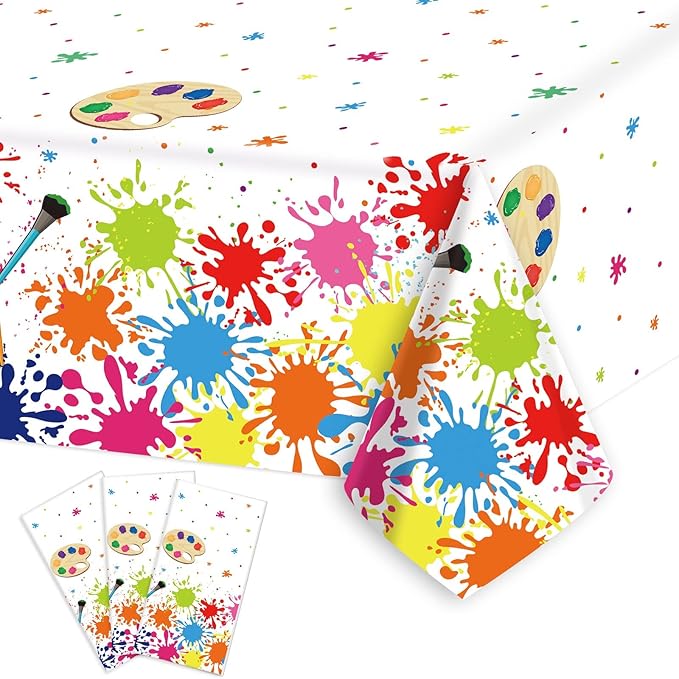 gisgfim 6 Pcs Art Paint Tablecloth Party Supplies Art Theme Birthday Party Decorations Creative Artist Painting Parties Table Covers for Kids 105 x 54 inch