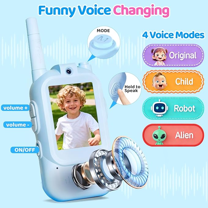 Video Walkie Talkies for Kids Toys, Birthday Gifts for Grandkids, 2 Pack HD Kids Walkie Talkies Long Range Toddler Camera Games, Parent-Child Interaction Girl Outdoor Toys