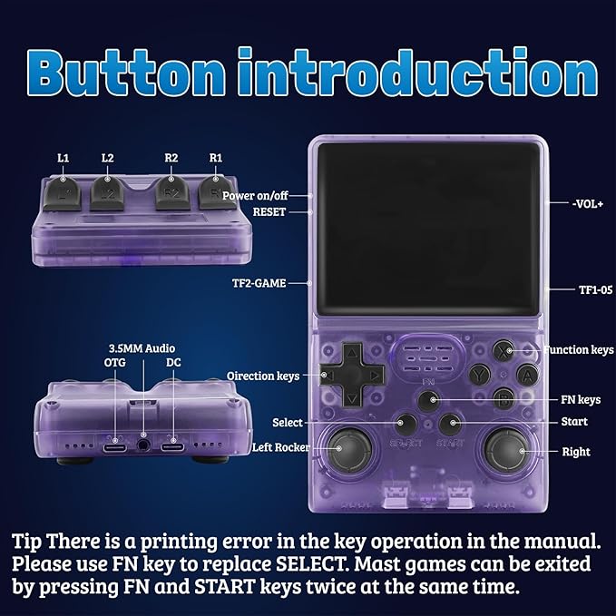 R40S Pro+ Handheld Game Console, 30000 in 1 Games Mini Retro Video Console, 3.5-Inch IPS Screen,256GB TF Memory Memory,Built in 45+ Emulators,3800mAh Battery (Transparent Purple 256G)