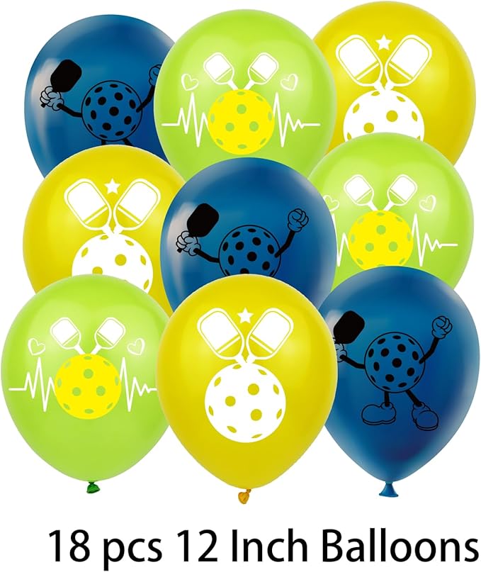 Pickleball Party Decorations Pickleball Birthday Party Supplies Includes Pickleball Birthday Banner Cake Topper Cupcake Toppers Balloons for Pickleball Birthday Decorations Party Favors
