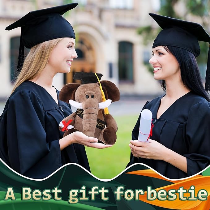HyDren 10 Pieces 9 Inches Graduation Safari Stuffed Animals Set Plush Safari Stuffed Animal Elephant Giraffe Lion Tiger Monkey Rhinoceros Zebra Leopard Hippo for Graduation Party Favors Gifts