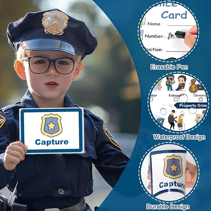 8 Pcs Pretend Play Police Tickets Police Role Play Set Pretend Play Paper Pads Police Officer Pretend Play Accessories Double Sided Receipt Book for Toddlers Education Birthday Party Gift Boys Toy