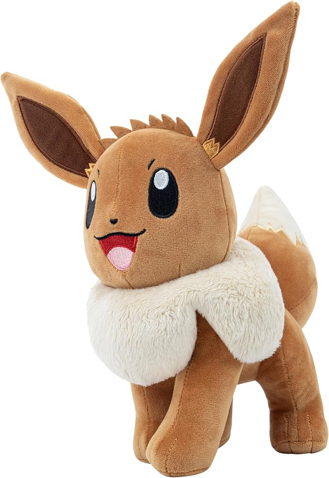 Pokemon 12" Large Eevee Plush - Officially Licensed - Let's Go Starter Figure - Authentic Soft 12-inch Stuffed Animal Toy - Easter Basket Stuffer Gift for Kids, Boys, Girls - 2+