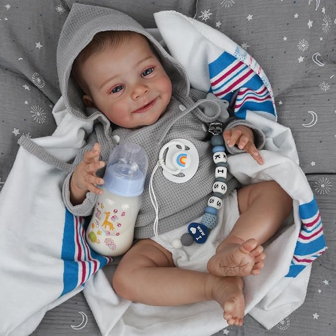 CHAREX Lifelike Reborn Baby Dolls Boy – 18 Inch Real Life Realistic Newborn Doll with Handmade Soft Cloth Body, Comes with Accessories — Gift for Kids Ages 3+