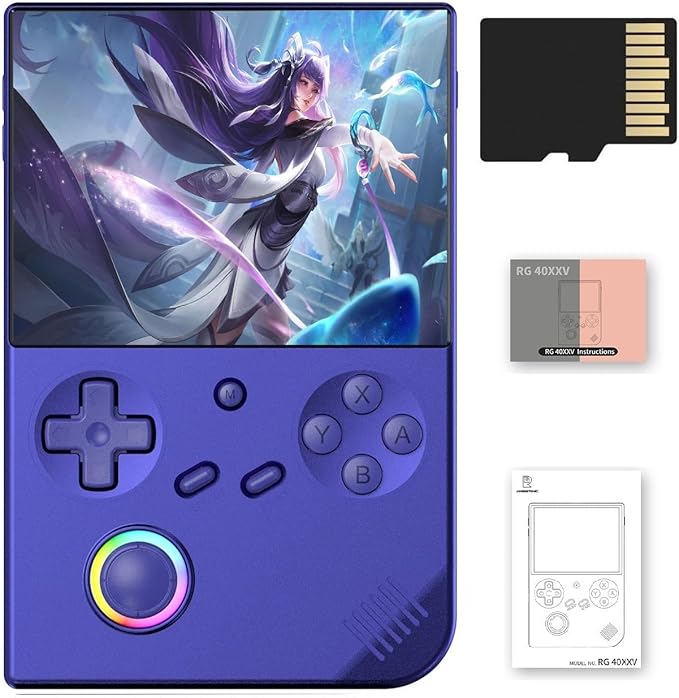 RG40XX V Retro Handheld Game Console , RG40XXV 4.0 Inch IPS Screen Linux System Built-in 64G TF Card 5528 Games Support TV Output 5G WiFi Bluetooth 4.2(Blue)