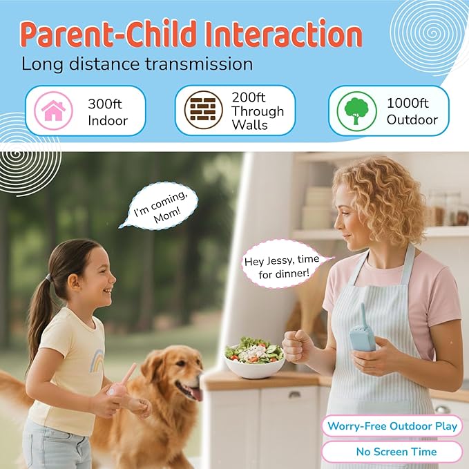 LEENK Video Walkie Talkies for Kids 2 Pack – Rechargeable Video Intercom Handheld, Indoor & Outdoor Range, Easy Use for Ages 3-12, Eco ABS, Clear Voice & Long Distance Communication (Blue & Pink)