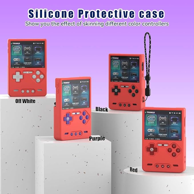 Silicone Case for Trimui Brick Retro Handheld Game Console, Soft Skin Cover for Trimui Brick Accessories, Anti-Scratch Washable TrimuiBrick with Lanyard (Red)