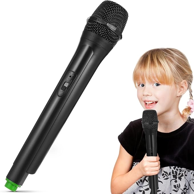 TOYANDONA Fake Microphone Prop - Realistic Plastic Play Mic Toy for Kids Pretend Singer Role Play, Speech Practice, Karaoke Stage Performance & Birthday Party Costume Accessory (Bottom Random Color)
