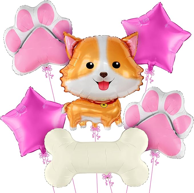 KatchOn Dog Balloon for Party - 28 Inch, Pack of 6 | Paw Balloons, Birthday Decorations | Party Supplies | Puppy Decorations