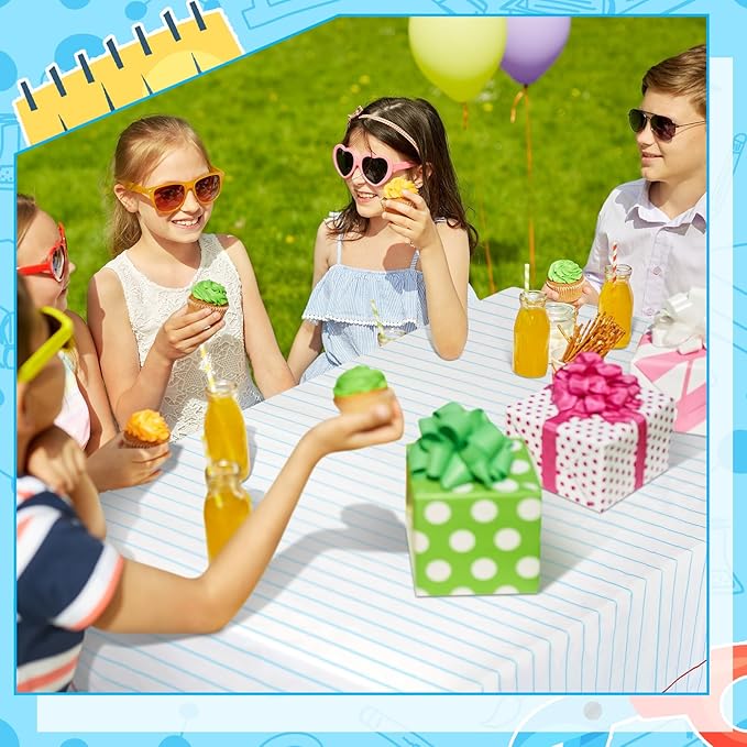 Oudain 4 Pcs Preschool Kindergarten Back to School Party Tablecloth First Day to School 54 x 108 Inch Large Disposable Rectangle Notebook Tablecloth Cover for Party Supplies Table Decorations