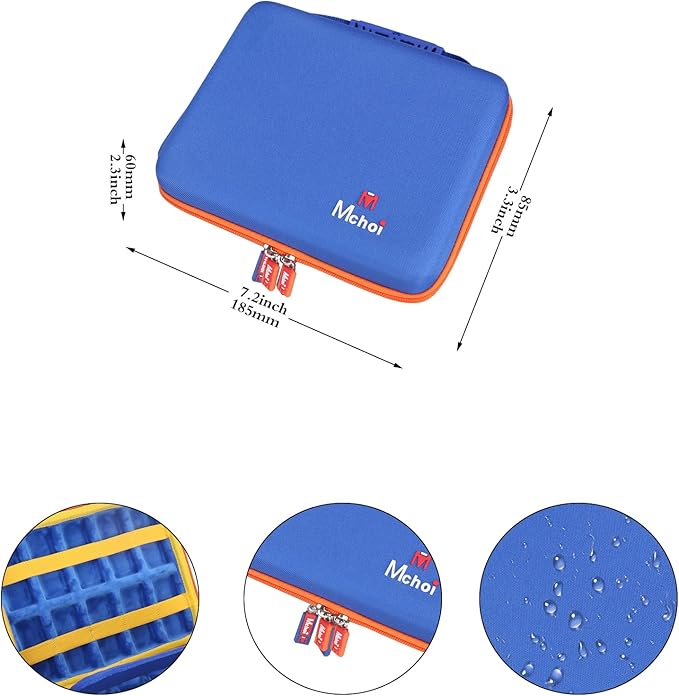 Mchoi Shockproof Carrying Case for Hot Wheels 20 Cars, Case Only (Blue, Yellow, Orange Zipper)