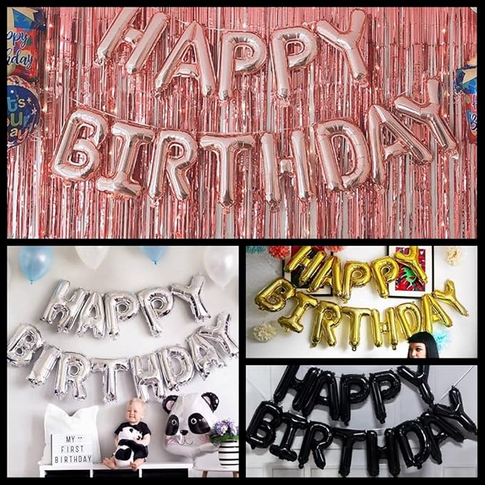 Happy Birthday Balloon Banner 40 inch 16 Balloon Number 16 Inch Happy Birthday Letters Balloons Silver Foil Mylar Balloons for 16th Birthday Decorations Party Supplies