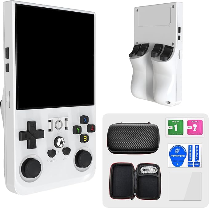 2026 Upgraded R36MAX Handheld Game Console Built-in 128GB TF Card 4000mAh Battery 20000+Classic Games Linux System 4.0-inch IPS Screen (White)