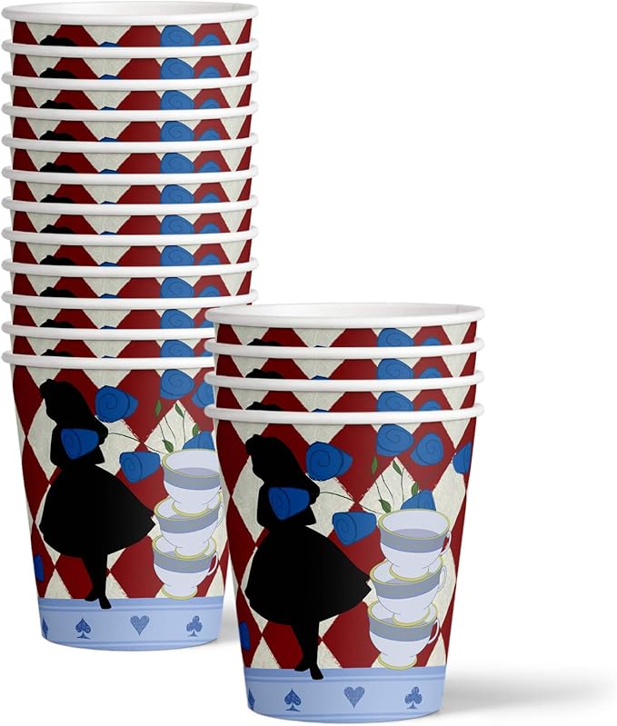 Alice in Wonderland Birthday Party Supplies Set - Alice in Wonderland Decorations - Alice in Wonderland 1st Birthday - Birthday Party for Girl | Tableware Includes Plates Napkins and Cups | Kit for 16