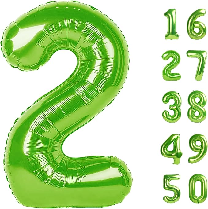 40 Inch Light Green Balloon Number 2 Balloon,Number Balloons Big Giant Jumbo Number 2 Foil Mylar Balloons for 12th Birthday Party Anniversary Events,Wedding Anniversary Party Decorations